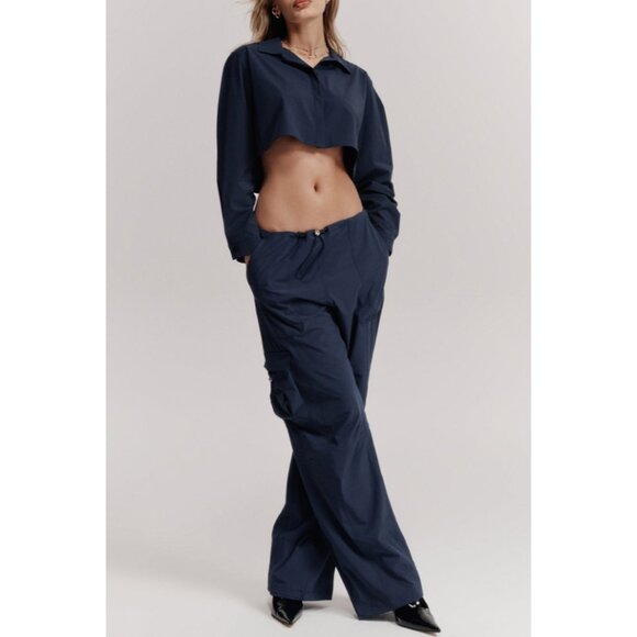 Alo Megastar Cargo Pants High OR Low Rise Navy Wide Leg Outdoor Hiking Utility L - Picture 5 of 13